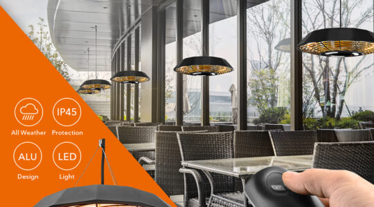NEW IR 2010 SC infrared heater: Thanks to its built-in LED lighting, it provides both heat and light.