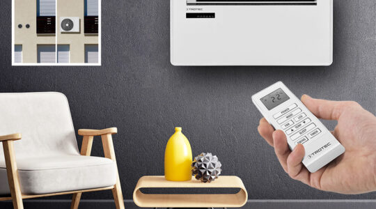 PAC-W 2200 S Wall-Mounted Smart Air Conditioner Without an Outdoor Unit: This 3-in-1 air conditioner without an outdoor unit cools, ventilates, and dehumidifies—with smartphone support!