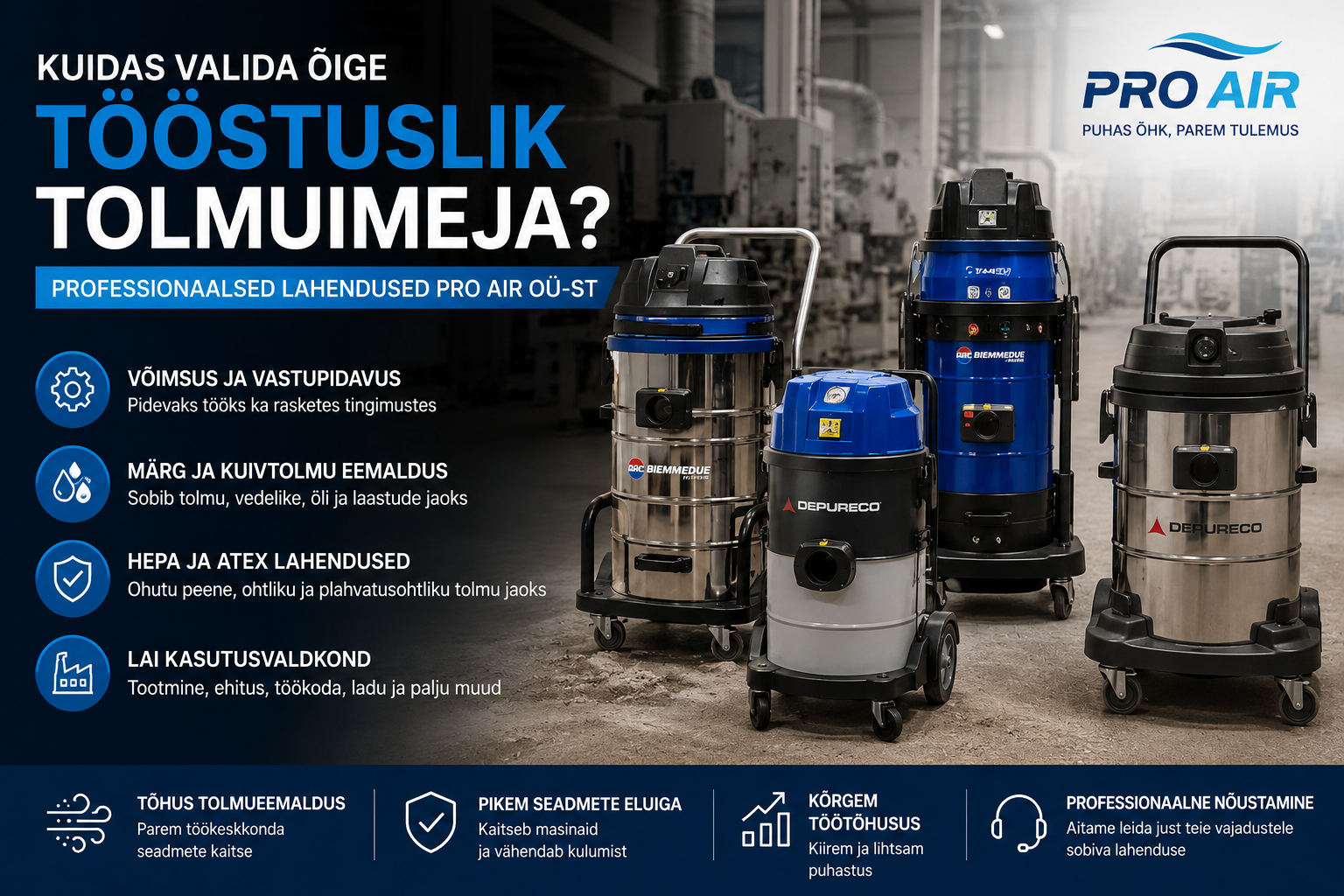 tööstuslikud ja professionaalsed tolmuimejad
