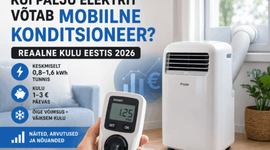 Kui palju elektrit võtab mobiilne konditsioneer? Reaalne kulu Eestis 2026