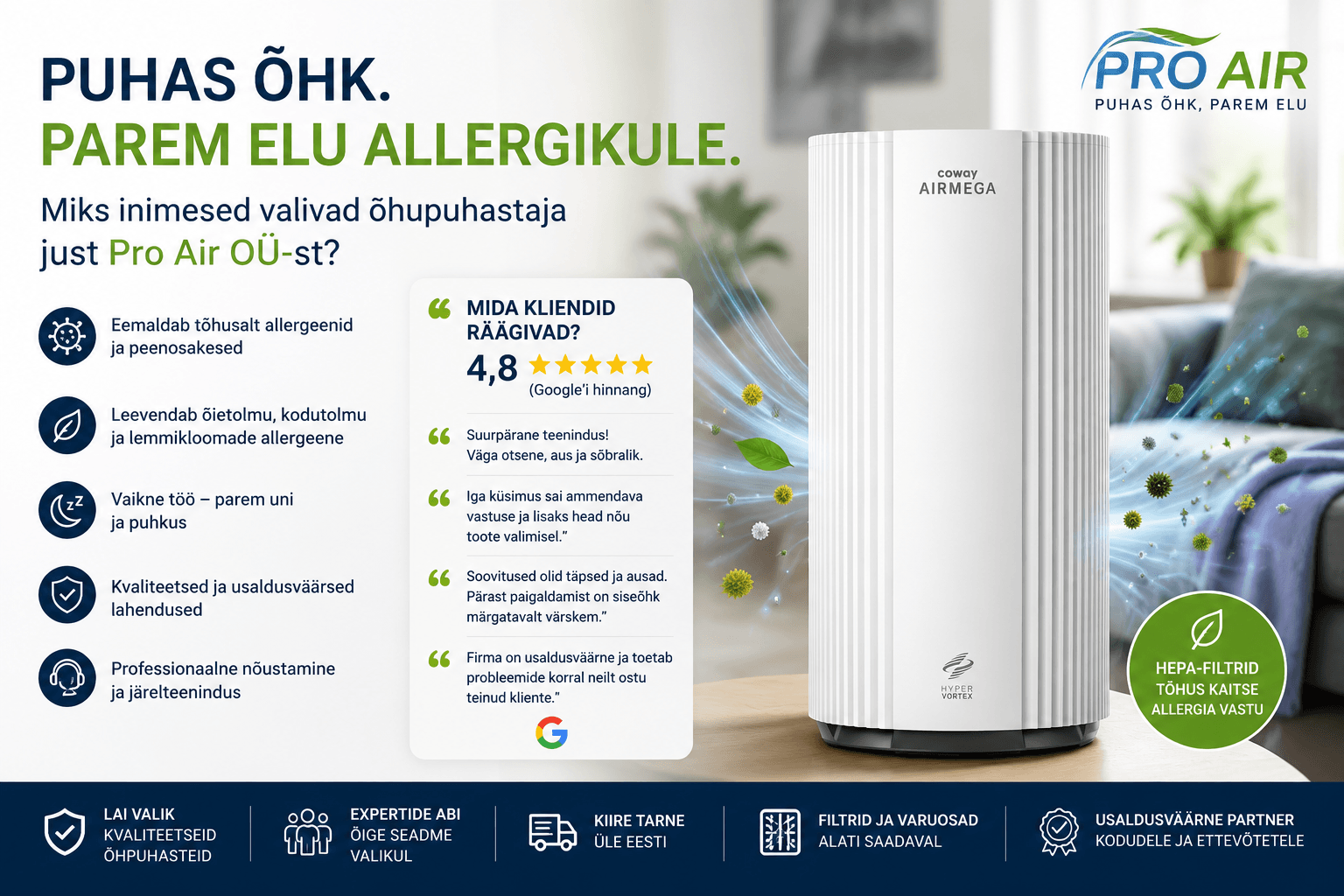õhupuhastaja just Pro Air OÜ-st
