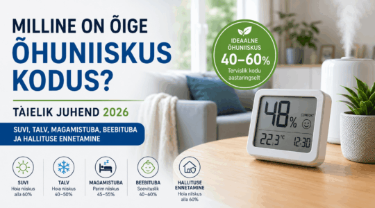 Milline on õige õhuniiskus kodus? Täielik juhend 2026 (suvi, talv, magamistuba, beebituba ja hallituse ennetamine)