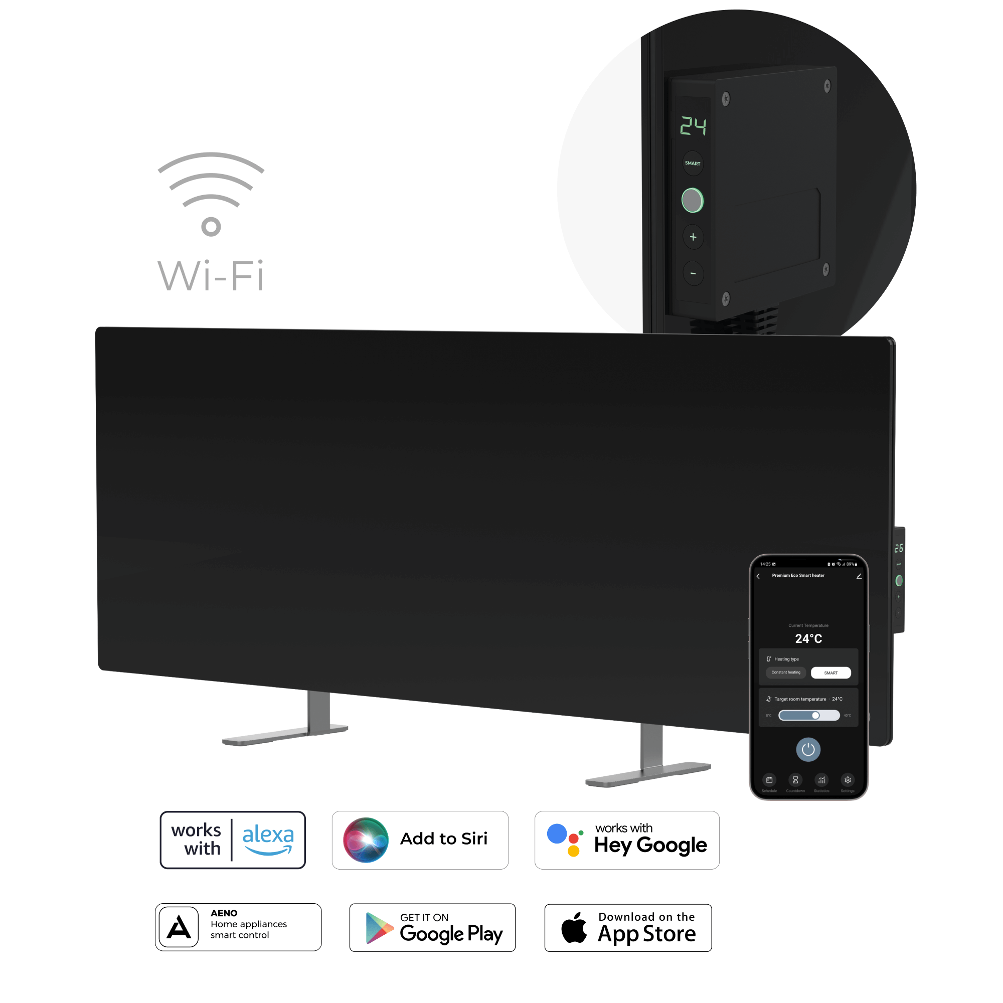 Infrapuna kütteseade AENO Premium LED Eco Smart Heater must/valge/hall