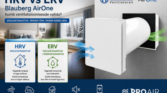 Blauberg AirOne HRV vs ERV – kumb ventilatsiooniseade valida?