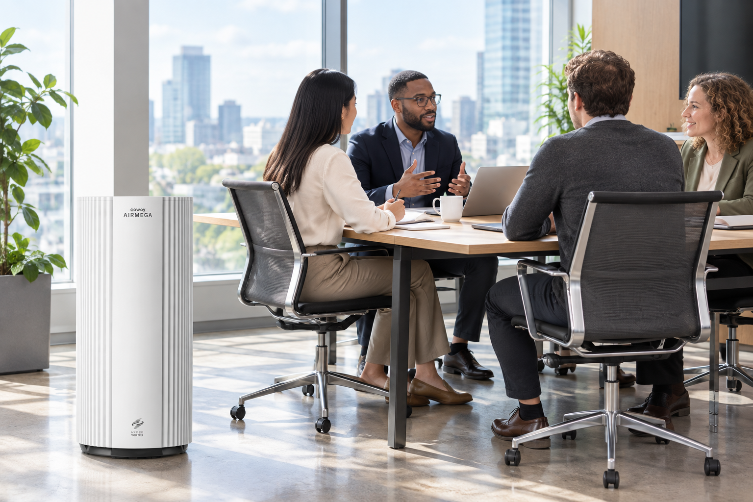 Air purifier in a meeting room