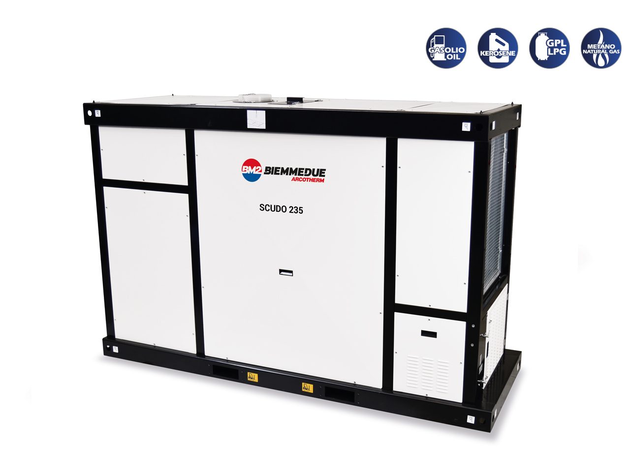 Biemmedue Arcotherm Scudo 235T base framed indirect combustion space heaters with centrifugal fan