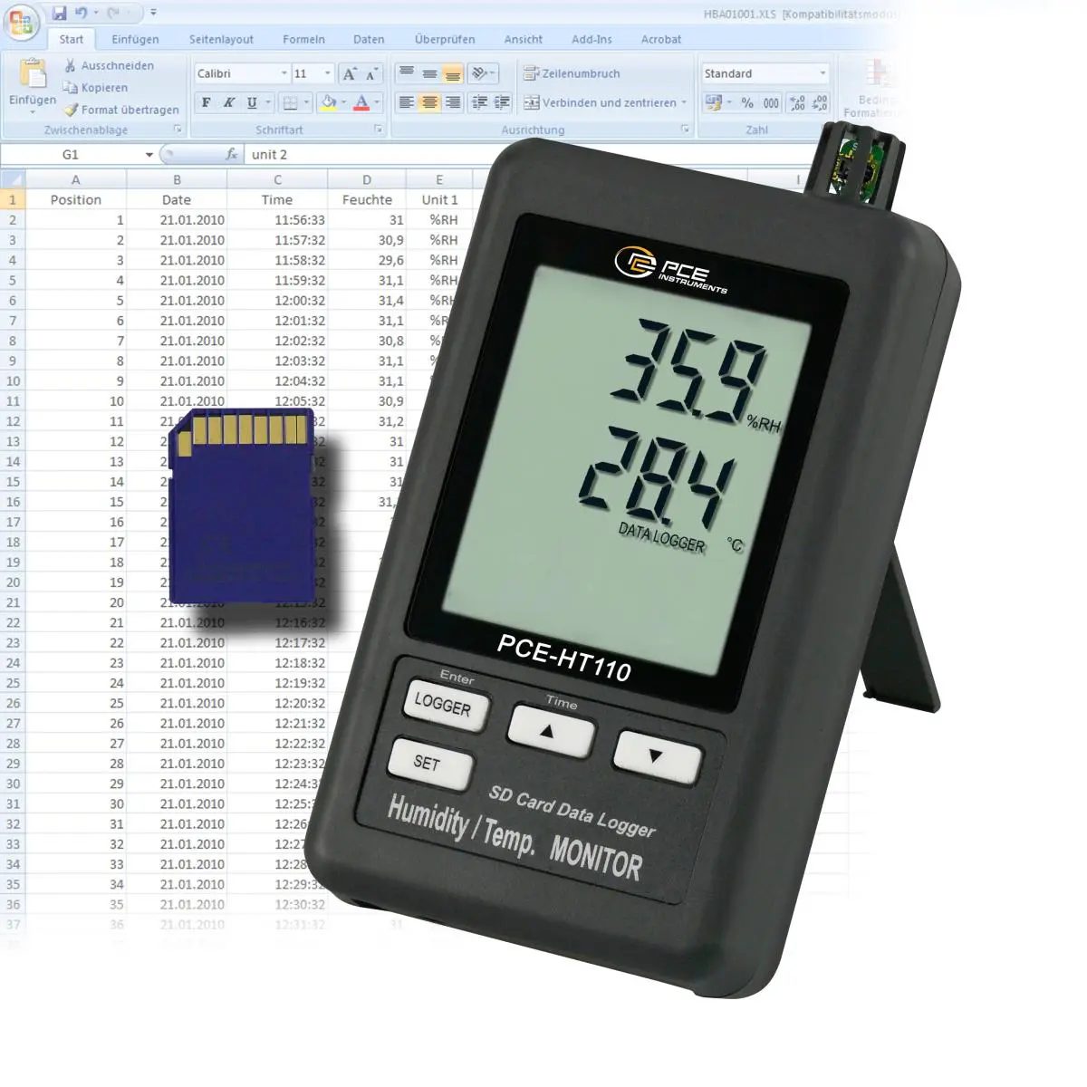 PCE Instruments PCE-HT110 temperatuuri- ja niiskusandmeloger