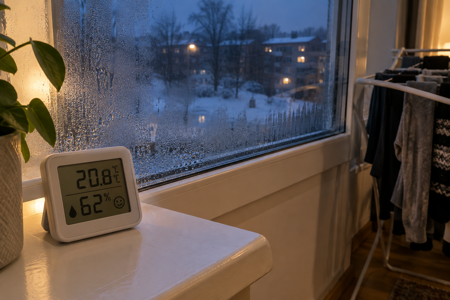 Hügromeeter aknalaual talvel
